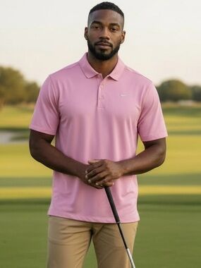 Nike Golf Men’s XL Pink Dri-FIT Polo Short Sleeve Shirt